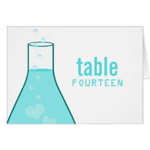 Whimsical Beaker Table Number Card, Aqua