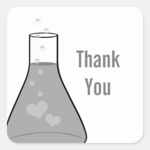 Whimsical Beaker Thank You Stickers, Grey Square Sticker
