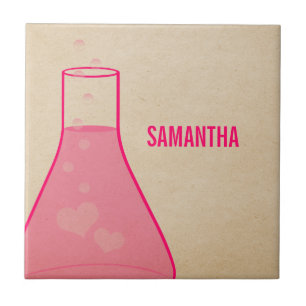 Whimsical Beaker Tile, Pink Tile