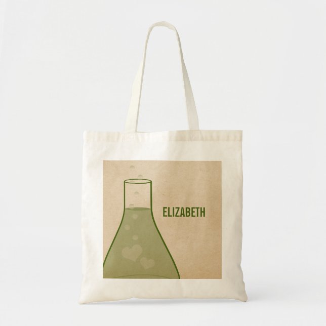 Whimsical Beaker Tote Bag, Green Bag (Front)