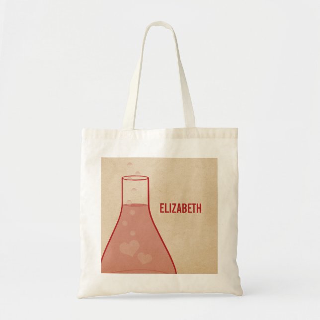Whimsical Beaker Tote Bag, Red Bag (Front)