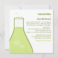 Whimsical Beaker Wedding Invite, Green