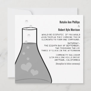 Whimsical Beaker Wedding Invite, Grey Invitation