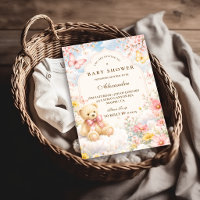 Whimsical Bear And Clouds Baby Shower