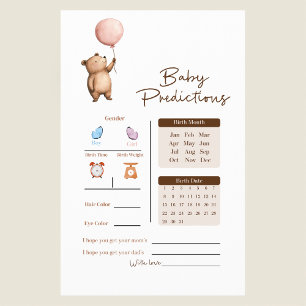 Whimsical Bear Baby Predictions Game Flyer