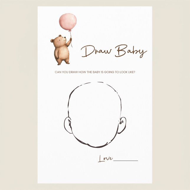 Whimsical Bear Baby Shower Guess the Baby Face  Flyer (Creator Uploaded)