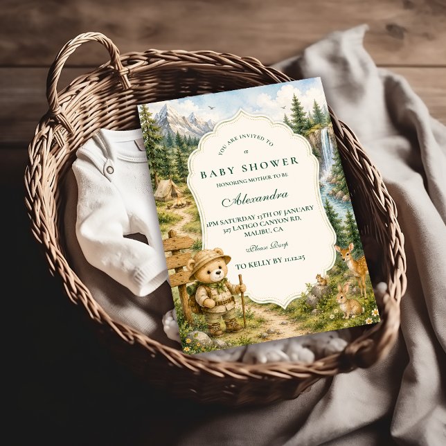 Whimsical Bear Camping Baby Shower Invitation (Creator Uploaded)