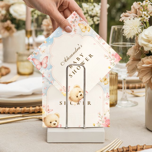 Whimsical Bear Clouds Baby Shower Napkin (Creator Uploaded)