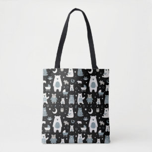 Whimsical Bear Family Pattern Tote Bag