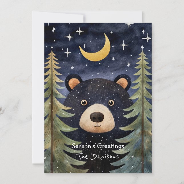 Whimsical Bear Holiday Card (Front)