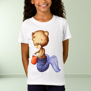 Whimsical Bear Mermaid Halloween Kids T-Shirt