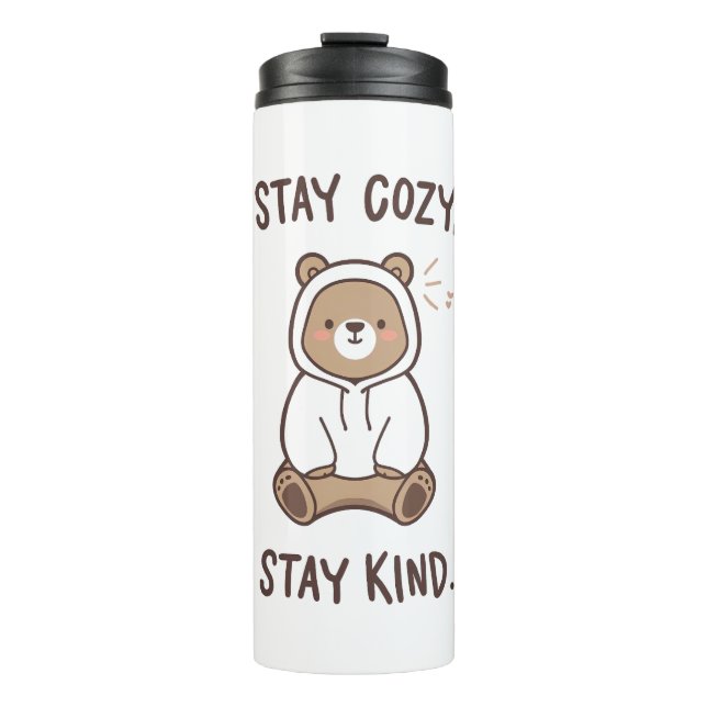 Whimsical Bear with Positive Kindness Quote Thermal Tumbler (Front)