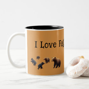 Whimsical Bears in the woods gather Pumpkins Two-Tone Coffee Mug