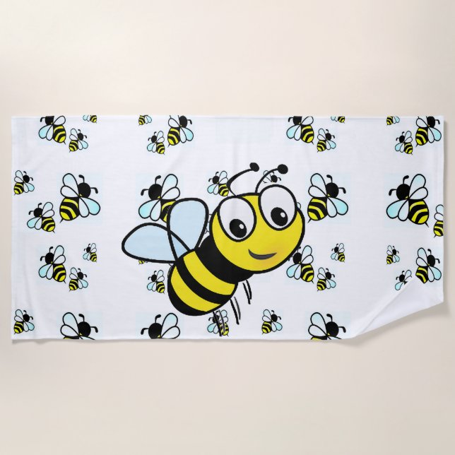 Whimsical Bee Beach Towel (Front)