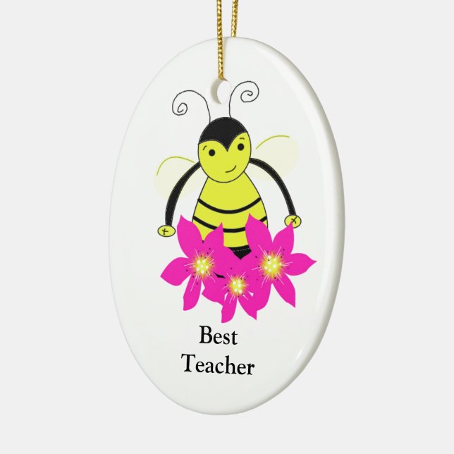 Whimsical Bee Best Teacher Ceramic Tree Decoration (Left)