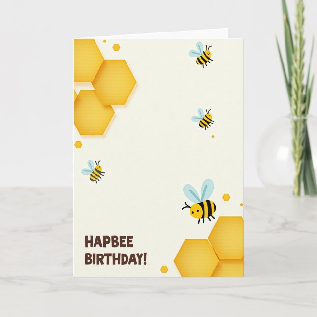 Whimsical Bee Birthday Card (Front)