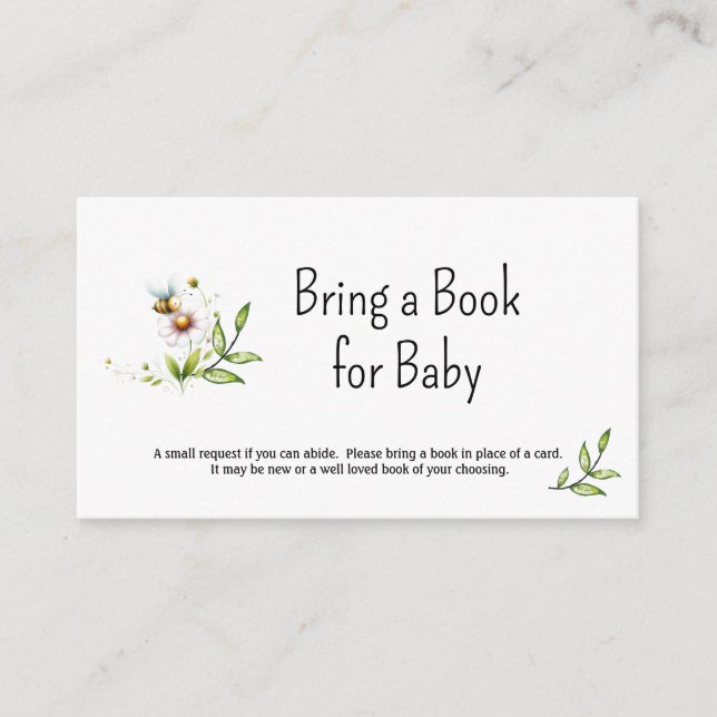 Whimsical Bee Books for Baby  Enclosure Card (Front)