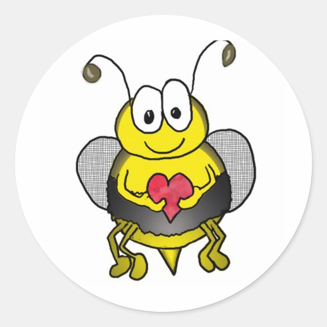 Whimsical Bee Classic Round Sticker (Front)
