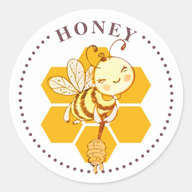 Whimsical Bee Honey Food Label (Front)