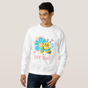 Whimsical 'Bee Leaf' Crayon Art: Happy Bumblebee  Sweatshirt