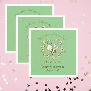 Whimsical Bee Wreath Baby Shower  Napkin