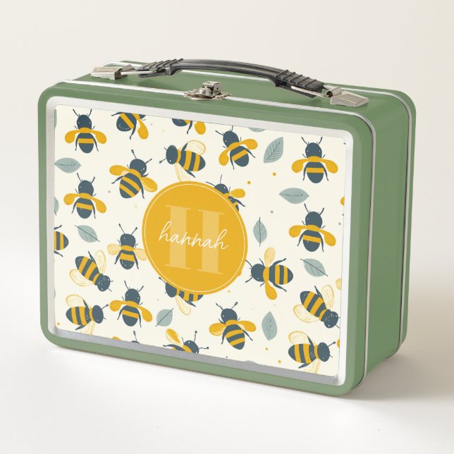 Whimsical Bees Metal Lunchbox (Front)