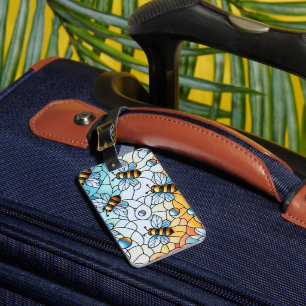 Whimsical Bees Stain Glass Design Luggage Tag