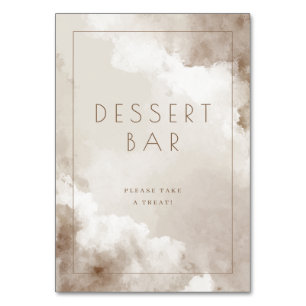 Whimsical Beige Cloud Watercolor Table Number