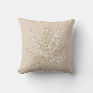 whimsical beige floral fairycore design cushion
