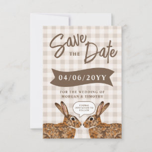 Whimsical Beige Woodland Hare Bunny Save The Date