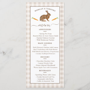 Whimsical Beige Woodland Hare Wedding Menu Card