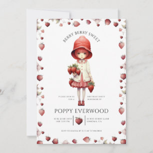 Whimsical Berry Sweet Girl's Birthday Party Invitation