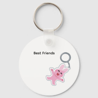 Whimsical Best Friends Bunny Keyring for Backpacks