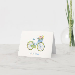Whimsical Bicycle Illustration Personalised Name Note Card