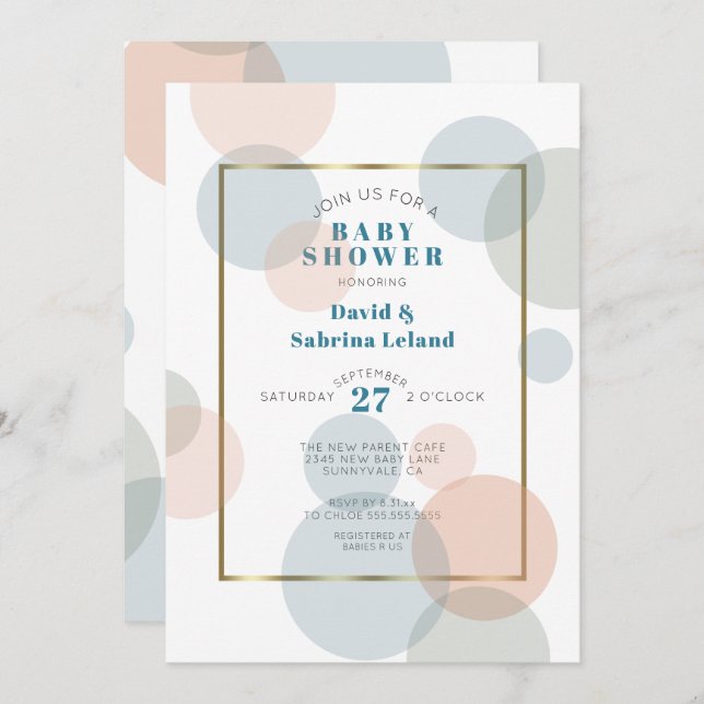 Whimsical Big Confetti Gender Neutral Baby Shower Invitation (Front/Back)