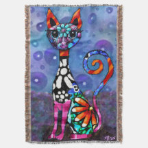 Whimsical Big-Eyed Funky Abstract Kitty Cat