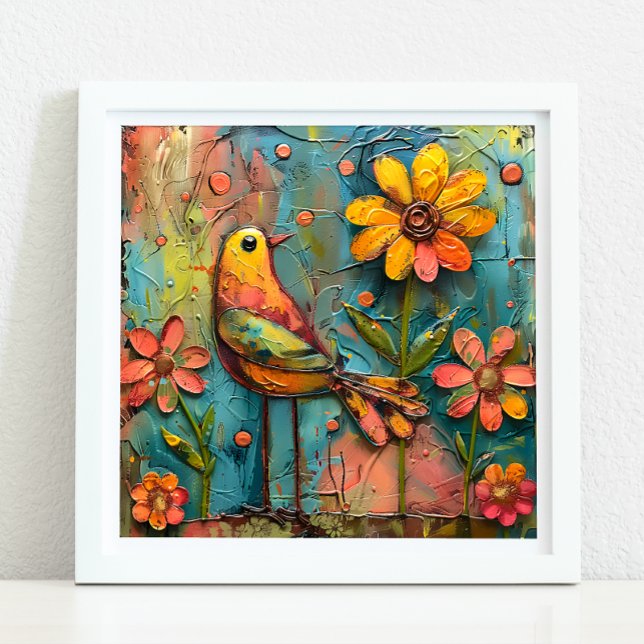 WHIMSICAL BIRD AND FLORAL POSTER (WHIMSICAL BIRD AND FLORAL POSTER)