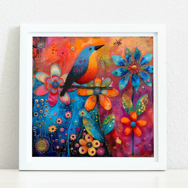 WHIMSICAL BIRD AND FLORAL POSTER (WHIMSICAL BIRD AND FLORAL POSTER)