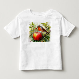 Whimsical Bird & Apple Delight Toddler T-Shirt
