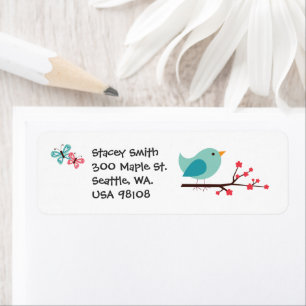 Whimsical Bird Customisable Return Address Label