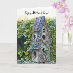 Whimsical Bird House Bird Mother's Day Card