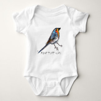 Whimsical Bird Robin Illustration Baby Bodysuit