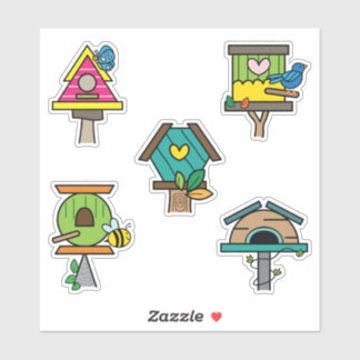 Whimsical Birdhouse Colourful Stickers