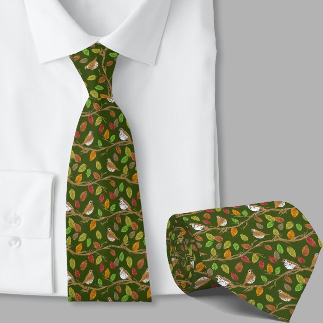 Whimsical Birds and Leaves Pattern Tie (Creator Uploaded)