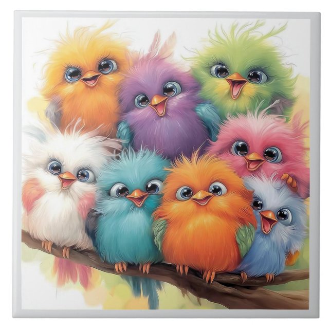 Whimsical birds background tile (Front)