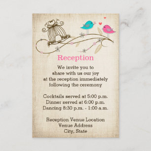 Whimsical Birds in Love Wedding Enclosure Card