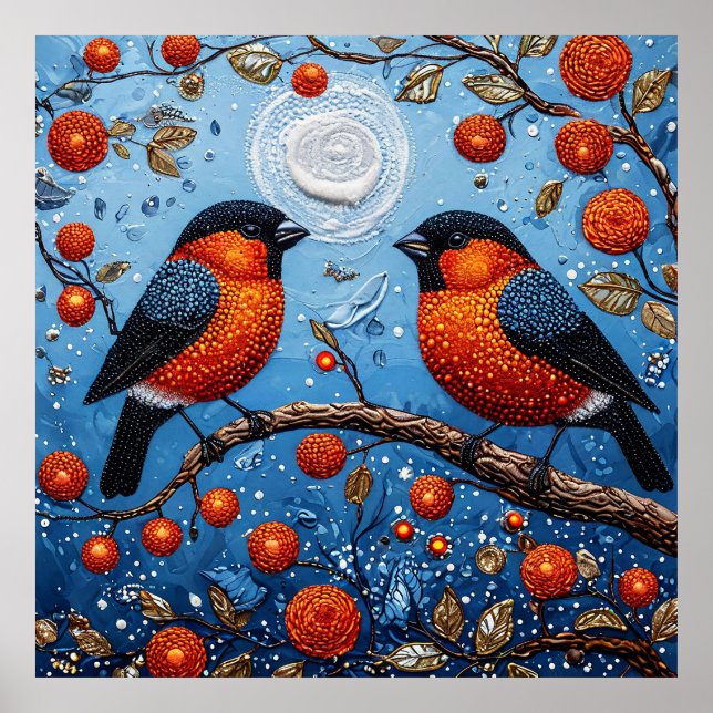 🐦 Whimsical Birds Moon Colourful Nature Decor 🐦 (Front)