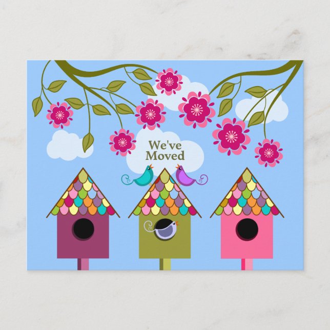 Whimsical Birds Moving Announcement (Front)