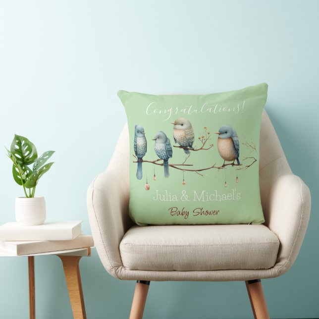 Whimsical Birds on Branches  Pastel Baby Shower Cushion (Chair)