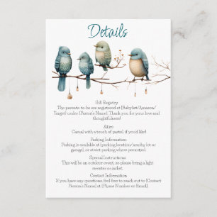 Whimsical Birds on Branches  Pastel Baby Shower Enclosure Card